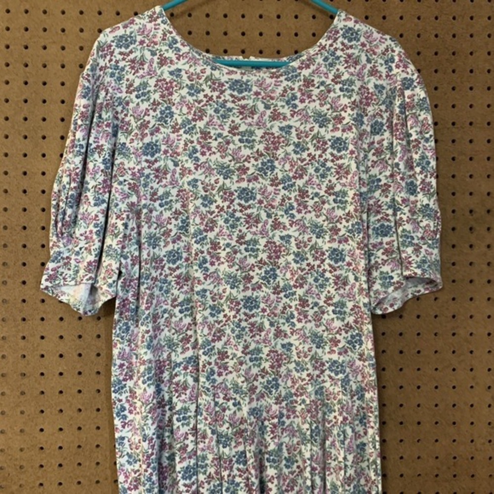 Vintage Dress Plus‎ Preferred Pastel Dainty Floral 80s 90s Maxi Romantic L/XL